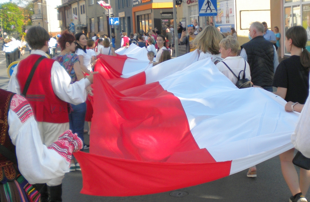 Flaga RP niesiona przez ZPiT INA